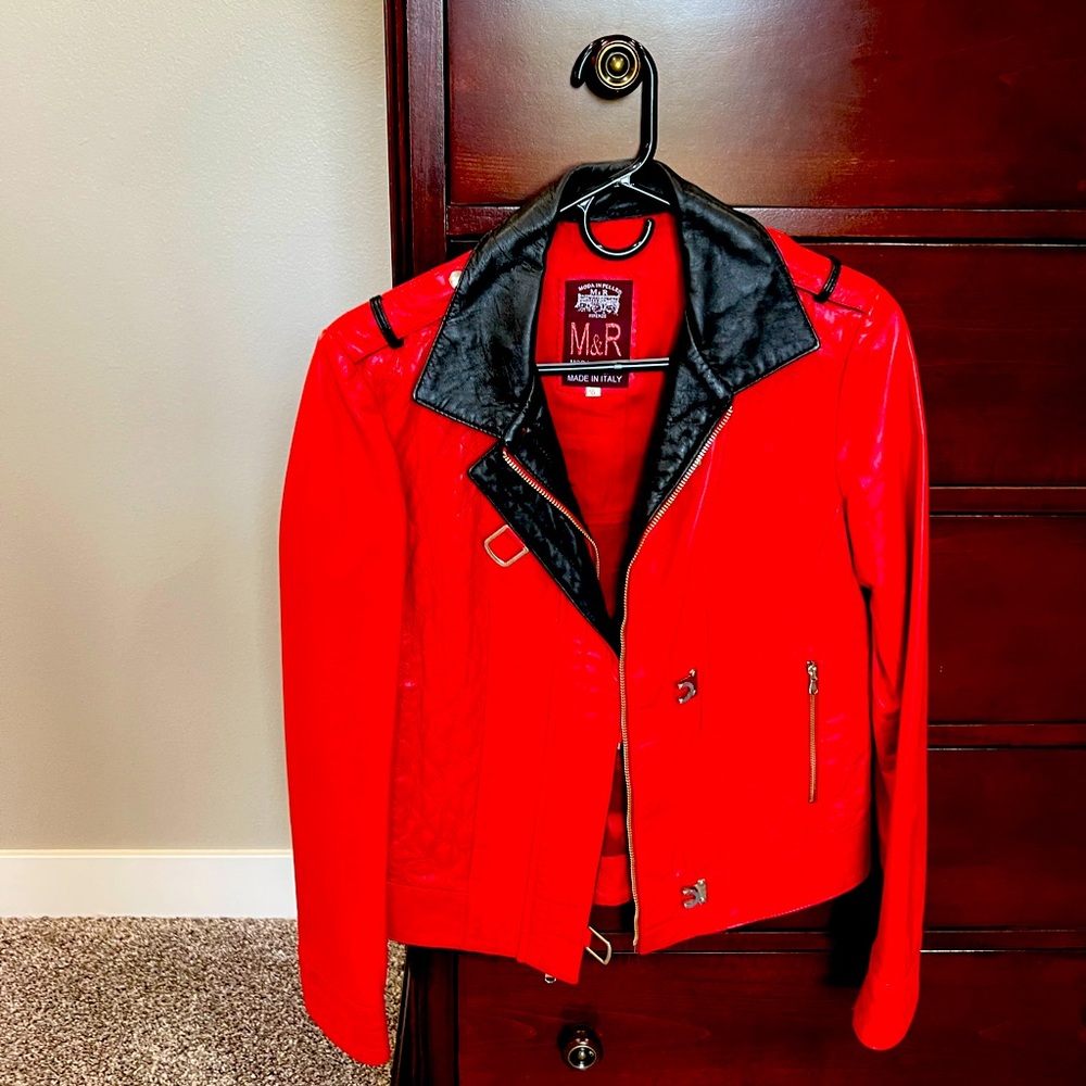 Italian Red Leather with black collar